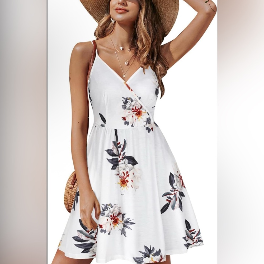 Floral White Summer Dress small